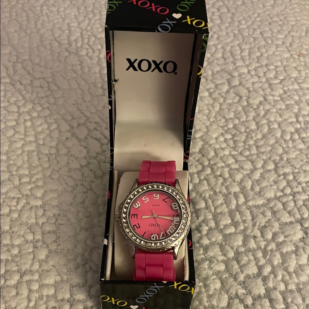 XOXO Vibrant Pink Women's Watch with Crystal Accents